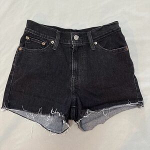 Levi's High Waist Black Denim Shorts